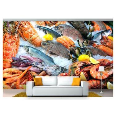 Imagem de Papel De Parede Frutos Do Mar Camarão 3D Al197 - Você Decora