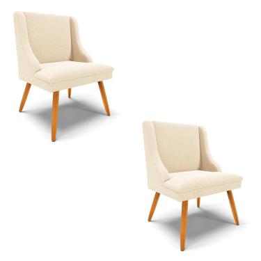 Imagem de Cadeira Sala de Jantar Pé Palito Castanho kit 2 Liz Bouclê D03 - D'Rossi