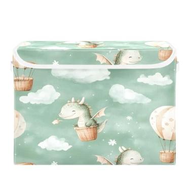 Imagem de SEHANY Cestas de armazenamento engraçadas de dinossauro com tampas, organizador de caixa de armazenamento dobrável, caixas de armazenamento de armário de tecido para roupas cobertor de escritório