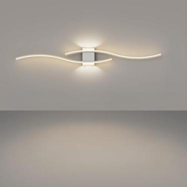 Imagem de Conjunto de luminárias de parede lineares minimalistas em estilo nórdico - Design moderno e simples com grades para sala de estar e quarto, iluminação moderna para cabeceira (F)