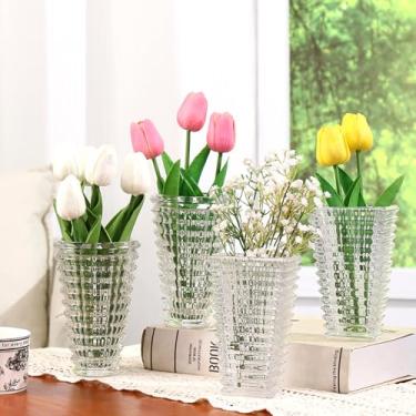 Imagem de MCMCNCUIU Conjunto de 4 vasos de flores de cristal, vasos de vidro para centros de mesa, vasos transparentes para flores, vaso pequeno para sala de estar, quarto, cozinha, escritório, casamento