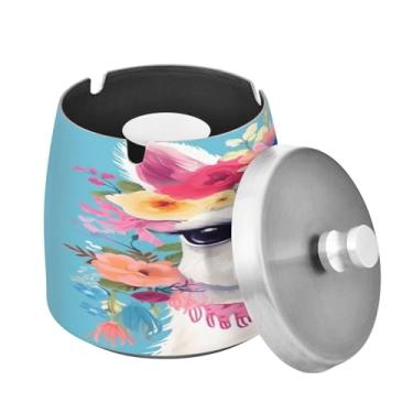 Imagem de Blueangle Cinzeiro de alpaca com tampa para cigarros, à prova de vento/chuva, aço inoxidável, sem fumaça, inodoro, cinzeiro para uso interno ou externo (156)