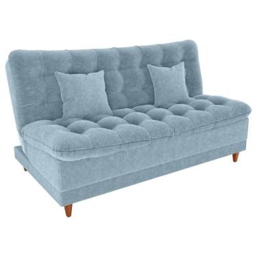 Imagem de Sofa Cama 2 Lugares 185 Cm Duda Tecido Boucle F495 Milani Store Azul