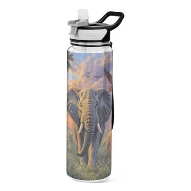 Imagem de ATTX Garrafa de água de animais selvagens, 946 ml, à prova de vazamento e livre de BPA, garrafas de água reutilizáveis de plástico Tritan para viagens, academia, corrida #81