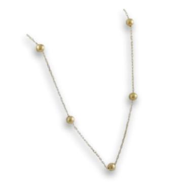 Imagem de Gargantilha Feminina Bolinhas em Ouro 18K 750 60 cm Joia Delicada 11 Bolinhas de 4 mm Autêntica, Clássica e Sofisticada
