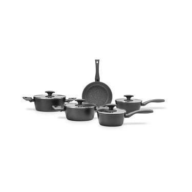 Imagem de Jogo de Panelas Brinox Antiaderente Ceramic Life 5 Peças Orion com Indução Preto Preto