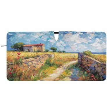 Imagem de Blueangle Guarda-sol para para-brisa doméstico camponês - 149.9 cm x 76.2 cm dobrável carro janela frontal blocos para-sol raios UV viseira solar (515)