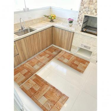 Imagem de Kit 3 Peças Jogo Cozinha Passadeira Manta Vinilico Laminado Brick