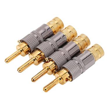 Imagem de SUNGOOYUE Plugues Banana Banhados a Ouro 24K BA1457, Conectores de Fio de Alto-falante de 4 Pacotes, Construção Em Latão, Vermelho Prateado e Branco, Compatível Com 8,7 Mm, Terminais de áudio