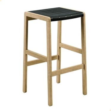 Imagem de Banqueta Alta Tramontina Potenza Preta 75 cm Madeira Tauari Natural