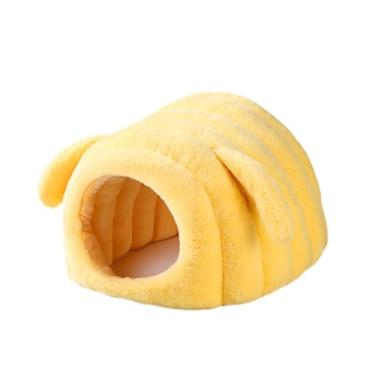 Imagem de Generic Cama aconchegante para hamster, charmoso de inverno, abrigo semi-fechado e fofo, ideal para pequenos animais como ratos, ouriços-anões, furões e, Amarelo