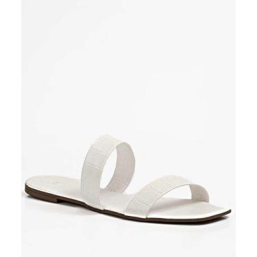 Imagem de Rasteirinha Feminina Tiras textura Marisa-91905, Branco, 37