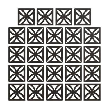 Imagem de Kit 24 Módulos Preto Divisória De Ambiente Biombo 29x29 Cm MDF Placa Decoração Sala Quarto