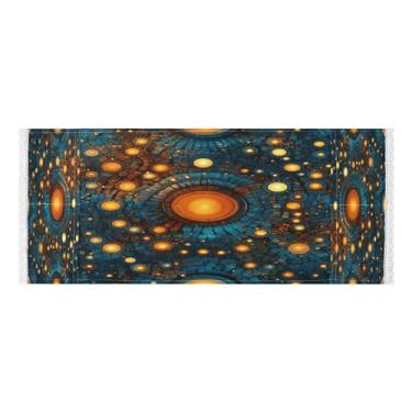 Imagem de Wassud Capas circulares azuis abstratas para lavadora e secadora, protetor de lavadora com sacos de armazenamento, capa de geladeira à prova de poeira com bolsos para lavanderia doméstica, cozinha