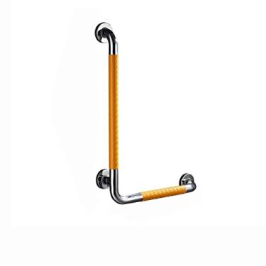 Imagem de uhyOHF Barras de apoio para banheiro, barras de apoio verticais em forma de L, barras de apoio de segurança de banheiro de aço inoxidável de 70 * 50 cm para idosos com deficiência, design