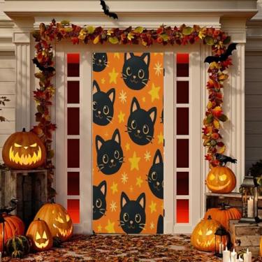 Imagem de Wassud Linda capa de gato com estrela para decoração de porta externa faixa interna decoração de casa de varanda grande decoração de porta da frente 96 x 98 polegadas