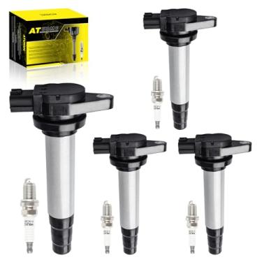 Imagem de ATURMC Conjunto de 4 bobinas de ignição UF326 UF232 COP486 CUF326 6734013 GN10505 e vela de ignição de irídio compatíveis com Nissan Sentra 1.8L L4 20002 20001