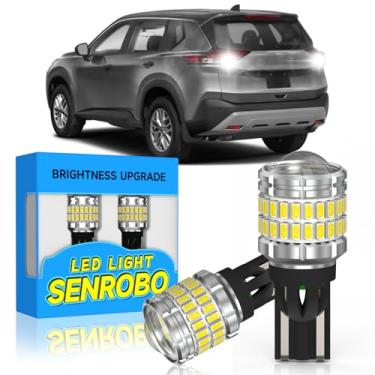 Imagem de SENROBO Lâmpada de ré LED 921 912 adequada para Nissan Rogue 2014-2024, lâmpada LED T15 super brilhante com lente, substituição de luzes de reserva brancas frias 6000K, pacote com 2