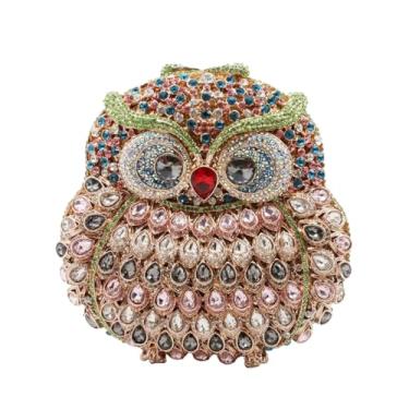 Imagem de UMREN Bolsa Clutch Feminina De Cristal Com Coruja Fofa, Luxo Para Festa Casamento Strass, Verde Claro