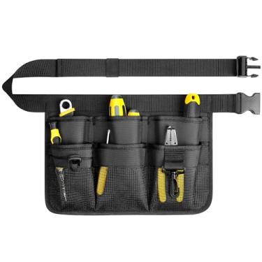 Imagem de Avental de jardim para mulheres, cinto de ferramentas ajustável com 8 bolsos - Cinto de trabalho Oxford resistente para jardinagem, construção (preto)