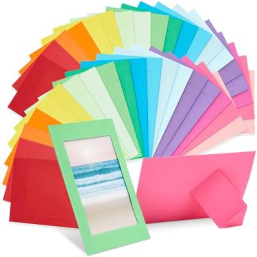 Imagem de Juvale Pacote com 100 molduras de papelão, 10 x 15 cm, molduras coloridas de papel com suporte de cavalete, molduras de artesanato em massa para crianças, salas de aula, álbuns, artes e artesanato