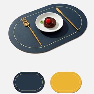 Imagem de aqxreight 2 Peças de Couro Oval para Jantar, Tapete de Comida à Prova de óleo, Isolamento para Mesa de Restaurante, Casa, Hotel, Antiderrapante, Tigela, Preto, Pode Ser um Isolamento Doméstico Nosso