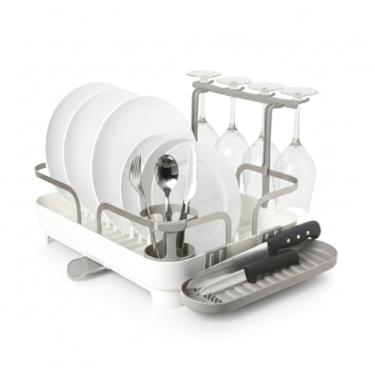 Imagem de Escorredor de Louças para 15 Pratos Easy Kitchen – Organização da Cozinha Moderna – Porta Talheres e Taças – Drenagem Inteligente – Plástico Resistente para Uso Diário