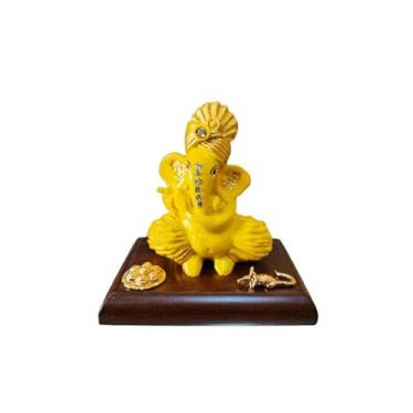 Imagem de Sahishnu Online & Marketing Estátua Ganesha para painel de carro, estátua de Ganesha para carro, casa, escritório, presente de Diwali, mini Ganesha Idol (amarelo)