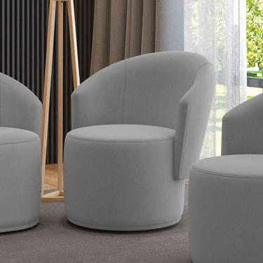 Imagem de Poltrona Decorativa Orgânica Fixa Para Sala Malu Suede M11 - D'rossi Cor Cinza