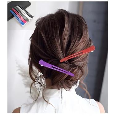 Imagem de Pacote com 6 clipes de corte de cabelo com faixa de silicone sem vincos clipes de bico de pato para pentear, cortar e rolar