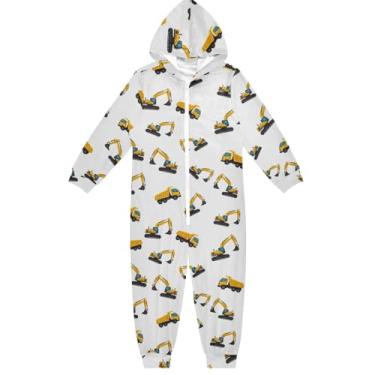 Imagem de Body infantil branco unissex Construction Trucks Escavadeiras, macacão divertido para cosplay 5-6 anos, Caminhões de construção, escavadeiras, brancas, 5-6 Anos