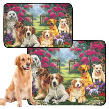 Imagem de TSENQUE Almofada de xixi para animais de estimação com flores fofas, reutilizáveis, laváveis, para cães, à prova d'água, tapete de cercadinho de cachorro, absorvente, pequeno x pacote com 3