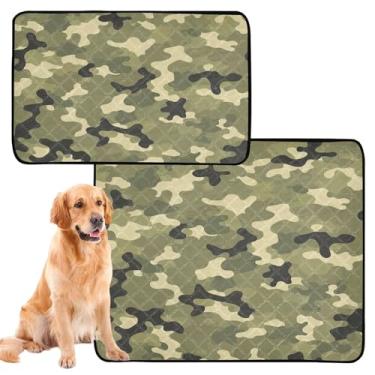Imagem de Almofadas laváveis para cães para animais de estimação, tapete de xixi, reutilizável, clássico, camuflagem, verde-oliva, absorvente para cães, tapete impermeável para cercadinho para cães, médio +