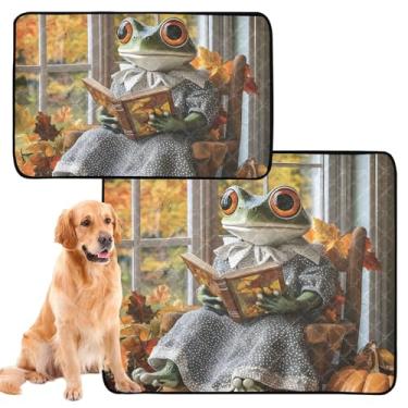 Imagem de TSENQUE Almofadas de xixi laváveis para animais de estimação, fofa, sapo, engraçado, reutilizável, tapete impermeável para cães, absorventes de cachorro, almofadas de penico, pequeno x pacote com 3