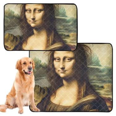 Imagem de TSENQUE Retrato de senhora atemporal engraçado tapete reutilizável de gatos de estimação lavável almofadas de xixi para cães tapete de gaiola de cachorro fofo impermeável absorvente almofada de parto