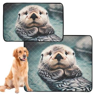 Imagem de Almofadas de xixi laváveis para cães lontra marinha fofa almofada reutilizável para gatos de estimação, impermeável, tapete de gaiola de cachorro fofo absorvente almofadas de treinamento para penico