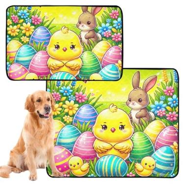 Imagem de TSENQUE Almofadas de xixi laváveis para cães, impermeável, tapete de gaiola de cachorro, fofo, colorido, ovos de Páscoa, animais de estimação, reutilizáveis, almofadas absorventes para gatos, pequenas