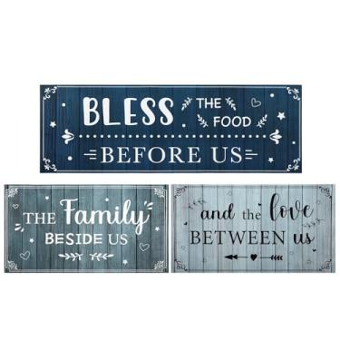 Imagem de Lyrow 3 peças de tapetes de cozinha antiderrapantes para casa de fazenda Bless The Food Before Us, tapetes de decoração de casa de fazenda para cozinha, corredor, lavanderia, presentes de inauguração