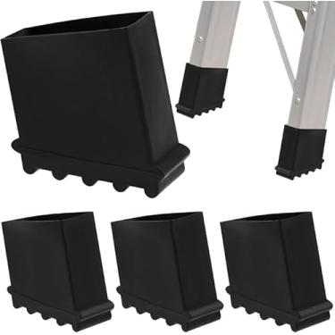 Imagem de Bettli 4 peças de manga de borracha para escada, antiderrapante, borracha íngreme, almofada de pé, extensão, manga de escada, substituição de para-choques de segurança, preto