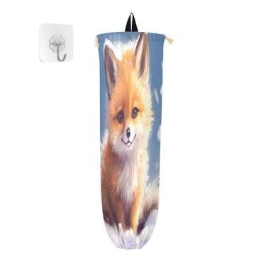 Imagem de Fox in the Snow, pacote com 2, dispensador de sacolas de supermercado, protetor de saco para sacolas plásticas, suporte de saco de cozinha