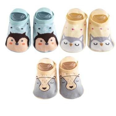 Imagem de Kit 3 Meias Sapatilhas Antiderrapante Pietra Baby Infantil Unissex Alg