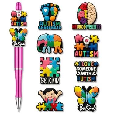 Imagem de ZHENGFLAVIE Miçangas de silicone para artesanato faça-você-mesmo, preto meninas animais Autims fita rosa contas espaciais para fazer joias chaveiro decoração caneta (Autims)