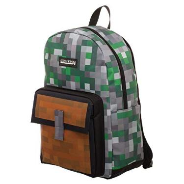 Imagem de Mochila Minecraft Squares com estampa total, Verde, One Size, Viajar