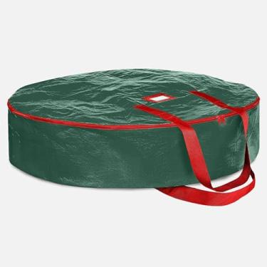 Imagem de CYTJHMD Bolsa de armazenamento de guirlanda de Natal, recipiente de guirlanda de Natal, caixa de armazenamento de guirlanda festiva de Natal com zíper duplo e alça para Natal, verde, 60 x 20 cm