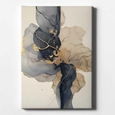 Imagem de Arte de parede em tela abstrata azul e bege boho neutra impressão de arte abstrata bege azul marinho aquarela pintura em tela decoração de casa arte minimalista moderna boho imagem neutra 40,6 x 61 cm