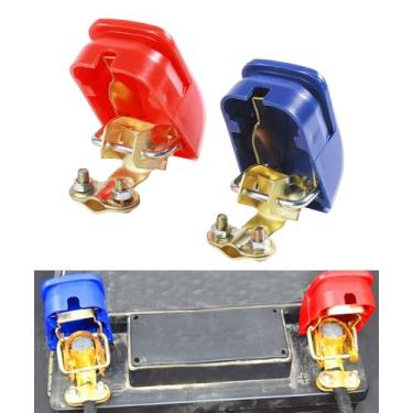 Imagem de SCUARI Braçadeiras de bateria, acessórios para carro, terminal de bateria de desconexão rápida, conectores de terminal de bateria de liberação rápida negativos e positivos, grampos de bateria de cobre