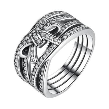 Imagem de Anel Feminino Em Prata Esterlina 925 Com Ouro Rosa E Pedra Em Forma De