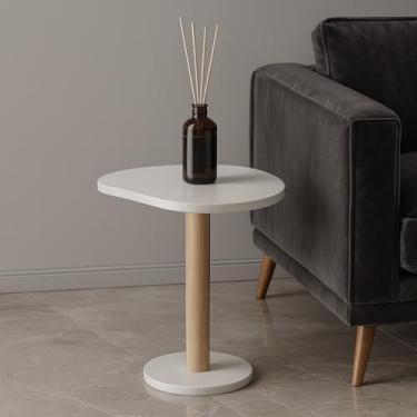 Imagem de Mesa De Canto DecoraçAo Sala Mesinha De Canto OrgâNica Mesa De Canto，Para Sala，Mesinha De Canto Mesa Canto， Para Quarto，Apoio Lateral(UNITARIA BRANCA DE 50 CM)