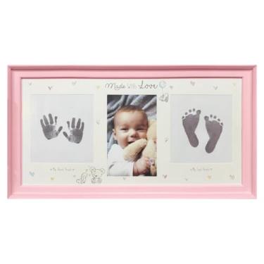 Imagem de Porta Retrato Laço Bebê 39x21cm com Carimbo (Rosa)