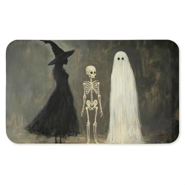 Imagem de Tapete antifadiga Halloween Terror Trio, tapete ergonômico acolchoado para cozinha e pé com suporte antiderrapante, tapete confortável ecológico, design da Petal Prints, 76.2 cm x 45.7 cm